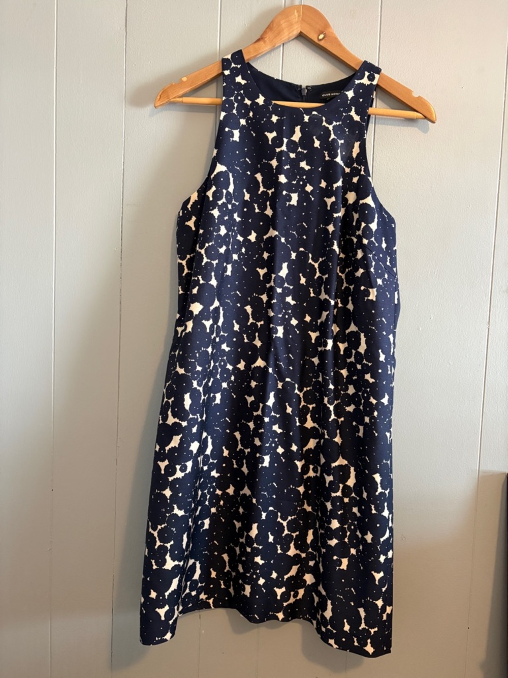 Club Monaco Navy and White Sleeveless A-Line Dress